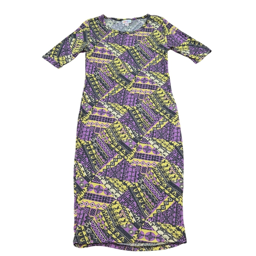 NWT LuLaRoe Julia Form Fitting Knee Length Geometric Knit Dress Womens XXS - Picture 2 of 9